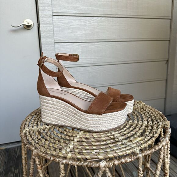 VERONICA BEARD Gianna Suede Espadrille Wedge Sandals In Brown US 7.5 EXCELLENT! - Picture 1 of 14